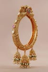 Shop_Smars Jewelry_Gold Plated Pearl Carved Jhumka Dangler _at_Aza_Fashions