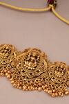 Smars Jewelry_Gold Plated Beads Goddess Laxmi Motif Choker Set _Online_at_Aza_Fashions