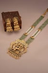 Smars Jewelry_Gold Plated Stones, Beads Shiv Parvati Carved Motif Necklace Set _Online_at_Aza_Fashions
