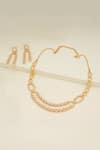 Shop_Smars Jewelry_Gold Plated Crystals Cubic Zirconia Floret Necklace Set_at_Aza_Fashions
