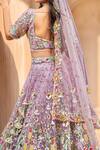 Shop_Samyukta Singhania_Purple Net, Linen Sequins, Stones, Embroidery, Beads Floral Garden Lehenga Set_at_Aza_Fashions