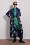 Buy_Devina Juneja_Blue Leather Fringe Collared Applique Embroidered Jacket _Online_at_Aza_Fashions