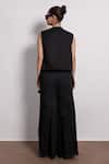 Shop_Devina Juneja_Black Crepe Tassels Round Neck Thread Woven Rope Jacket _at_Aza_Fashions
