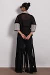 Shop_Devina Juneja_Black Monochrome Woven Blazer _at_Aza_Fashions
