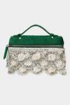 Buy_Aanchal Sayal_Emerald Green Cutdana 3d Scalloped Handbag_at_Aza_Fashions
