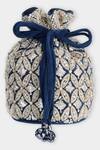 Buy_Aanchal Sayal_Blue Cutdana Bloom Embroidered Potli Bag_at_Aza_Fashions