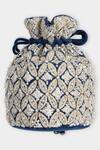 Shop_Aanchal Sayal_Blue Cutdana Bloom Embroidered Potli Bag_at_Aza_Fashions