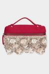 Buy_Aanchal Sayal_Red Cutdana Crimsonlux 3d Petal Bloom Pouch Bag_at_Aza_Fashions