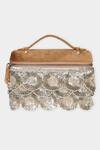 Buy Aanchal Sayal Brown Cutdana Tan 3d Petal Design Pouch Bag at Aza Fashions Buy_Aanchal Sayal_Brown Cutdana Tan 3d Petal Design Pouch Bag_at_Aza_Fashions