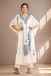Buy Samyukta Singhania White Cotton Embroidery Plunge Neck Paisley Kaftan at Aza Fashions Buy_Samyukta Singhania_White Cotton Embroidery Plunge Neck Paisley Kaftan_at_Aza_Fashions