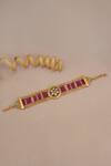 Buy_Smars Jewelry_Gold Plated Beads, Stones Ruby Embellished Designer Bracelet_at_Aza_Fashions