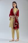 Buy_Samyukta Singhania_Maroon Velvet Embroidery Floral Dupatta _Online_at_Aza_Fashions