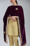 Buy_Naintara Bajaj_Wine Velvet Beads, Stones Floral Butti Embroidered Dupatta _Online_at_Aza_Fashions