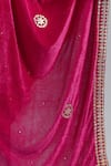 Naintara Bajaj_Magenta Velvet Beads, Stones Floral Embroidered Dupatta _Online_at_Aza_Fashions