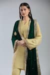 Naintara Bajaj_Green Velvet Beads, Stones Bottle Floral Embroidered Dupatta _Online_at_Aza_Fashions