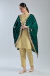 Shop_Naintara Bajaj_Green Velvet Gota Patti, Embroidery Paisley Dupatta _at_Aza_Fashions