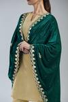 Naintara Bajaj_Green Velvet Gota Patti, Embroidery Paisley Dupatta _Online_at_Aza_Fashions