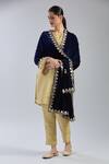 Shop_Samyukta Singhania_Blue Velvet Embroidery Navy Paisley Dupatta _at_Aza_Fashions