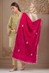 Buy_Samyukta Singhania_Magenta Velvet Embroidery Gota Patti Dupatta _at_Aza_Fashions
