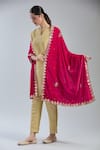Shop_Samyukta Singhania_Magenta Velvet Embroidery Gota Patti Dupatta _at_Aza_Fashions