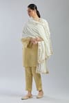 Shop_Naintara Bajaj_Cream Velvet Gota Patti, Embroidery Dupatta _at_Aza_Fashions