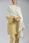 Naintara Bajaj_Cream Velvet Gota Patti, Embroidery Dupatta _Online_at_Aza_Fashions