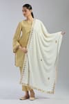 Buy_Naintara Bajaj_Cream Velvet Gota Patti, Embroidery Dupatta _Online_at_Aza_Fashions
