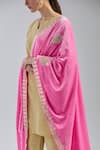 Samyukta Singhania_Pink Velvet Embroidery Gota Patti Dupatta _Online_at_Aza_Fashions
