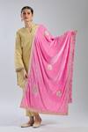 Buy_Samyukta Singhania_Pink Velvet Embroidery Gota Patti Dupatta _Online_at_Aza_Fashions