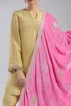 Shop_Samyukta Singhania_Pink Velvet Embroidery Gota Patti Dupatta _Online_at_Aza_Fashions