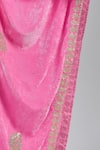 Samyukta Singhania_Pink Velvet Embroidery Gota Patti Dupatta _at_Aza_Fashions