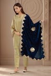 Buy_Samyukta Singhania_Blue Velvet Gota Patti Embroidered Dupatta _at_Aza_Fashions