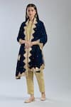 Shop_Samyukta Singhania_Blue Velvet Gota Patti Embroidered Dupatta _at_Aza_Fashions