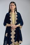 Shop_Samyukta Singhania_Blue Velvet Gota Patti Embroidered Dupatta _Online_at_Aza_Fashions