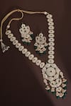 Shop_Swabhimann_Green Polki Floral Pendant Necklace Set _at_Aza_Fashions