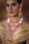 Swabhimann_Pink Beads Floral Carved Pendant Necklace Set _Online_at_Aza_Fashions