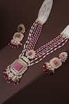 Buy_Swabhimann_Pink Beads Floral Carved Pendant Necklace Set _Online_at_Aza_Fashions