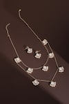 Shop_Swabhimann_Rose Gold Diamonds Floral Polki Layered Necklace Set _at_Aza_Fashions