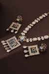 Buy_Swabhimann_Multi Color Zari Polki Embellished Geometric Necklace Set _Online_at_Aza_Fashions