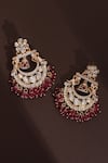 Shop_Swabhimann_Red Diamonds, Rhinestones Polki Blossom Chandbali Earrings _at_Aza_Fashions