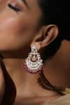 Buy_Swabhimann_Red Diamonds, Rhinestones Polki Blossom Chandbali Earrings _Online_at_Aza_Fashions