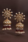 Buy_Swabhimann_Red Pearls, Stones Kundan Blossom Jhumka Earrings _Online_at_Aza_Fashions