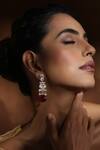 Buy_Swabhimann_Red Zari Bloom Vine Polki Dangler Earrings _at_Aza_Fashions