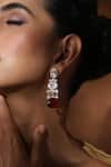 Buy_Swabhimann_Red Zari Bloom Vine Polki Dangler Earrings _Online_at_Aza_Fashions