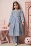 Buy Petite Pomme Blue Cotton Embroidery Printed Yoke Anarkali And Trouser Set at Aza Fashions Buy_Petite Pomme_Blue Cotton Embroidery Printed Yoke Anarkali And Trouser Set _at_Aza_Fashions