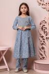 Petite Pomme Blue Cotton Embroidery Printed Yoke Anarkali And Trouser Set at Aza Fashions Petite Pomme_Blue Cotton Embroidery Printed Yoke Anarkali And Trouser Set _at_Aza_Fashions