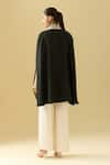 Shop_Pankaj & Nidhi_Black Embellished Floral V Neck Cape Top _at_Aza_Fashions