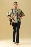 Buy_Pankaj & Nidhi_Black Polyester Sequins Bandeau Neck Asymmetric Embellished Top 