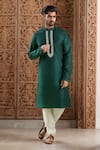 Buy Arihant Rai Sinha Green Polyester, Chanderi Embroidery Placket Kurta And Churidar Set at Aza Fashions Buy_Arihant Rai Sinha_Green Polyester, Chanderi Embroidery Placket Kurta And Churidar Set _at_Aza_Fashions