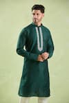 Arihant Rai Sinha Green Polyester, Chanderi Embroidery Placket Kurta And Churidar Set Online at Aza Fashions Arihant Rai Sinha_Green Polyester, Chanderi Embroidery Placket Kurta And Churidar Set _Online_at_Aza_Fashions